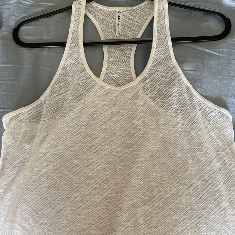 Fabletics White sheer racerback tank top
